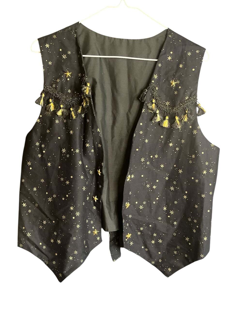 Vintage 90s Fashion Fantasy Beaded Tassel Star Vest